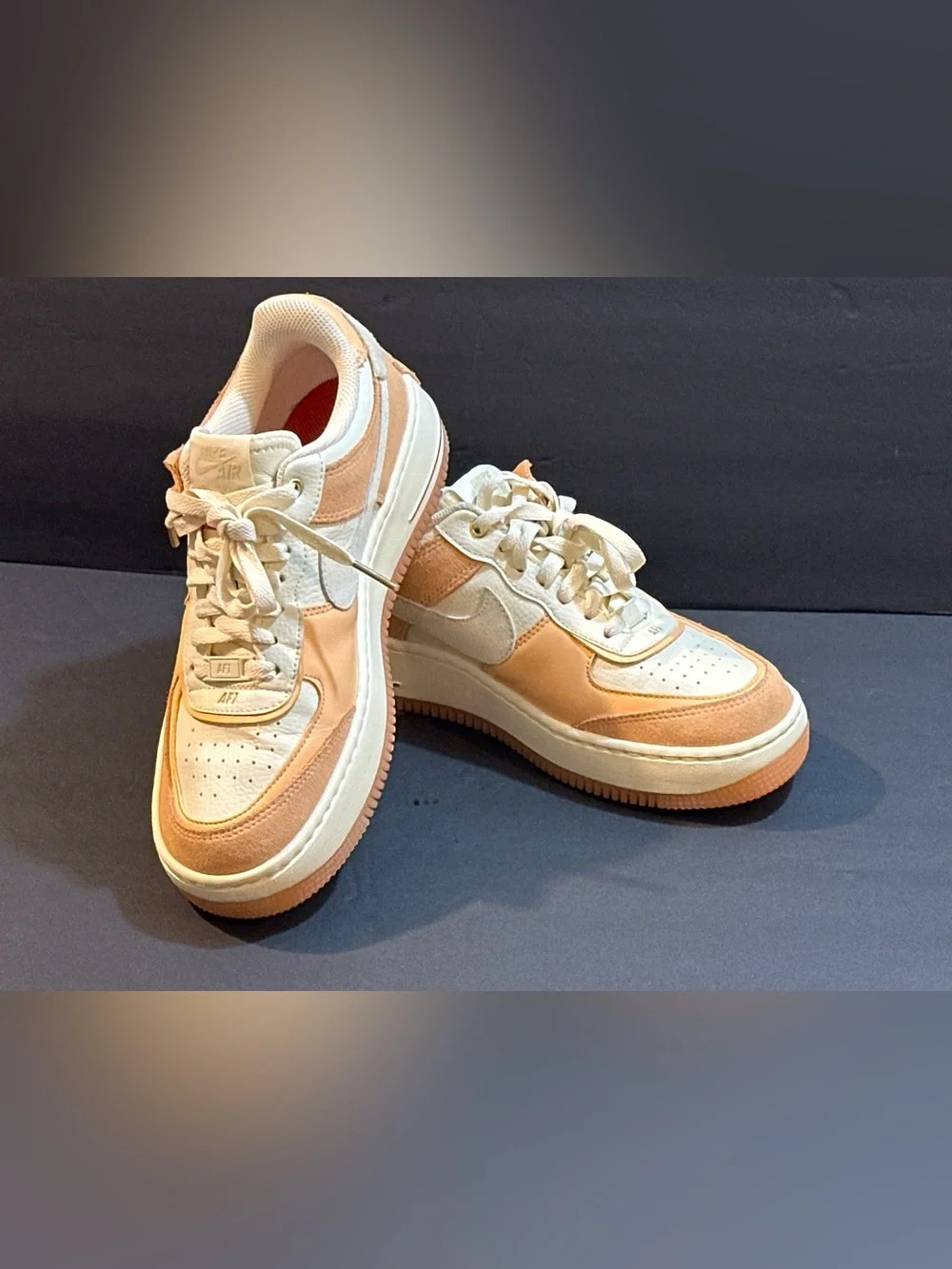 🔥🔥Nike Air Force 1 Shadow Sisterhood Cashmere Tan/White kids Size 7.5🔥